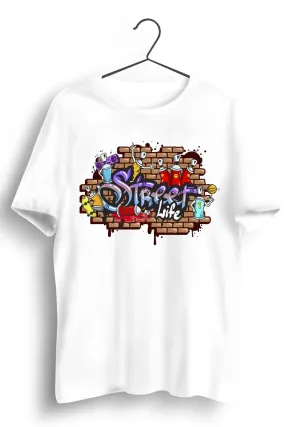 Hip Hop Street Art Graphic Printed White Tshirt